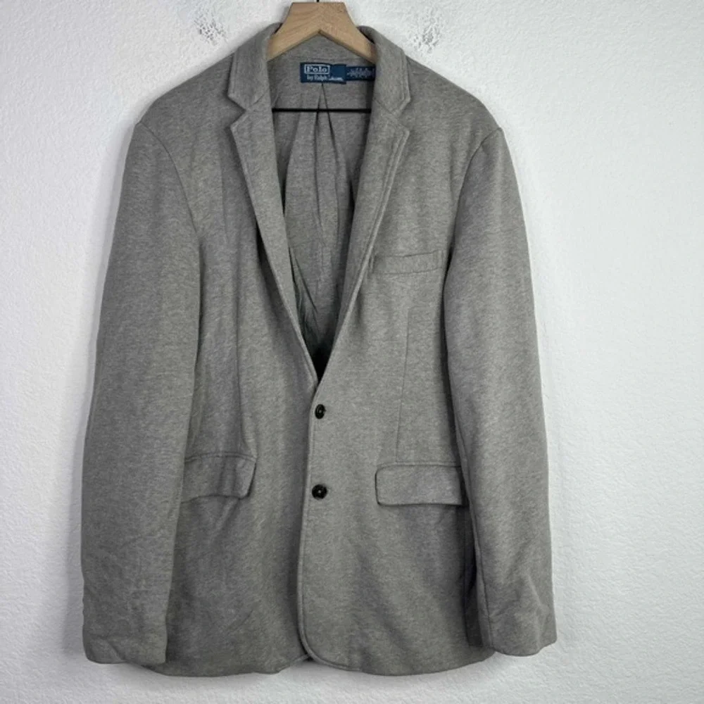 Polo Ralph Lauren Blazer‎ Mens Large Grey Vintage Two Button Preppy Sport Coat